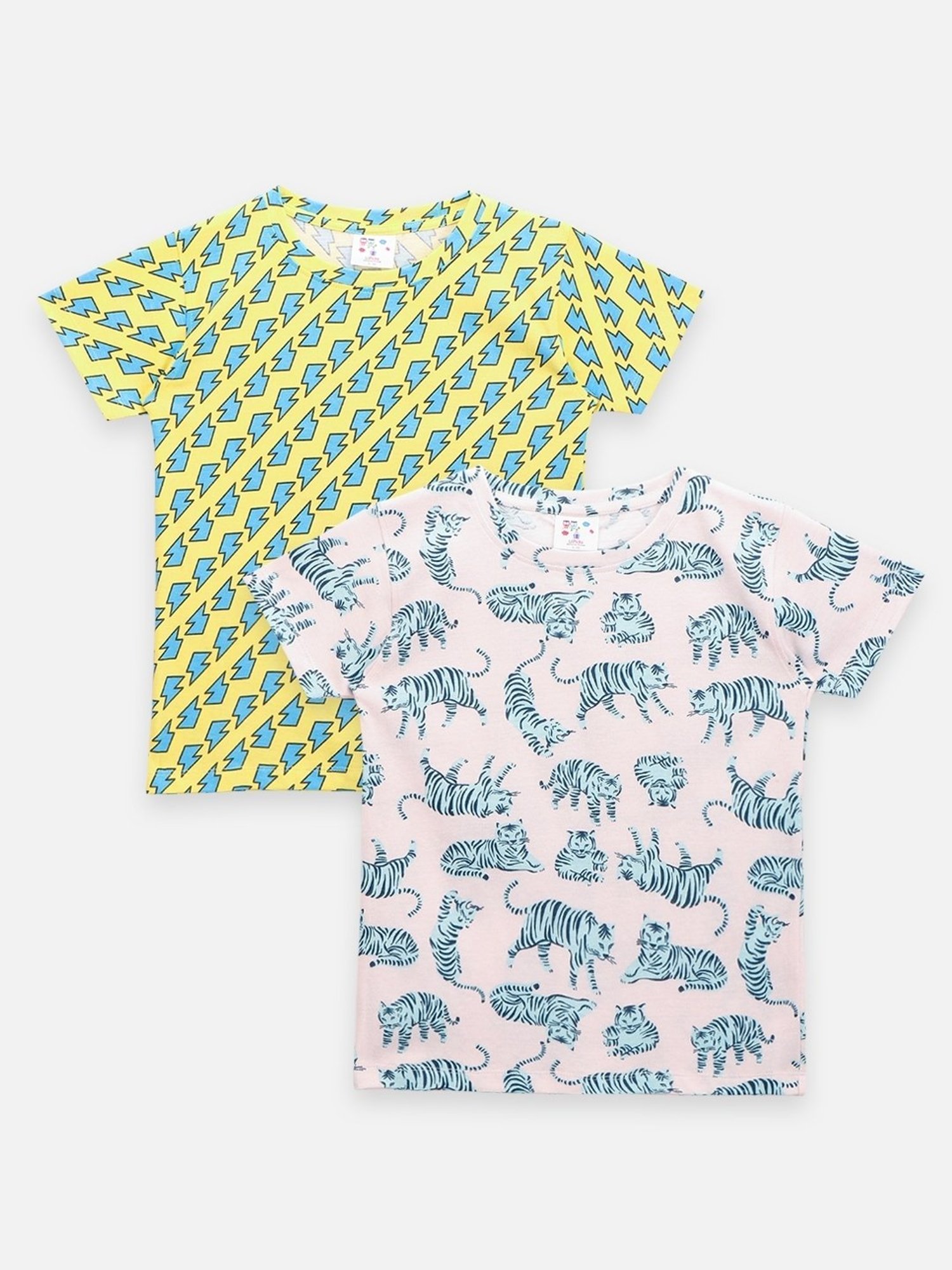 LilPicks Kids Multicolor Cotton Printed T-Shirts (Pack of 2)