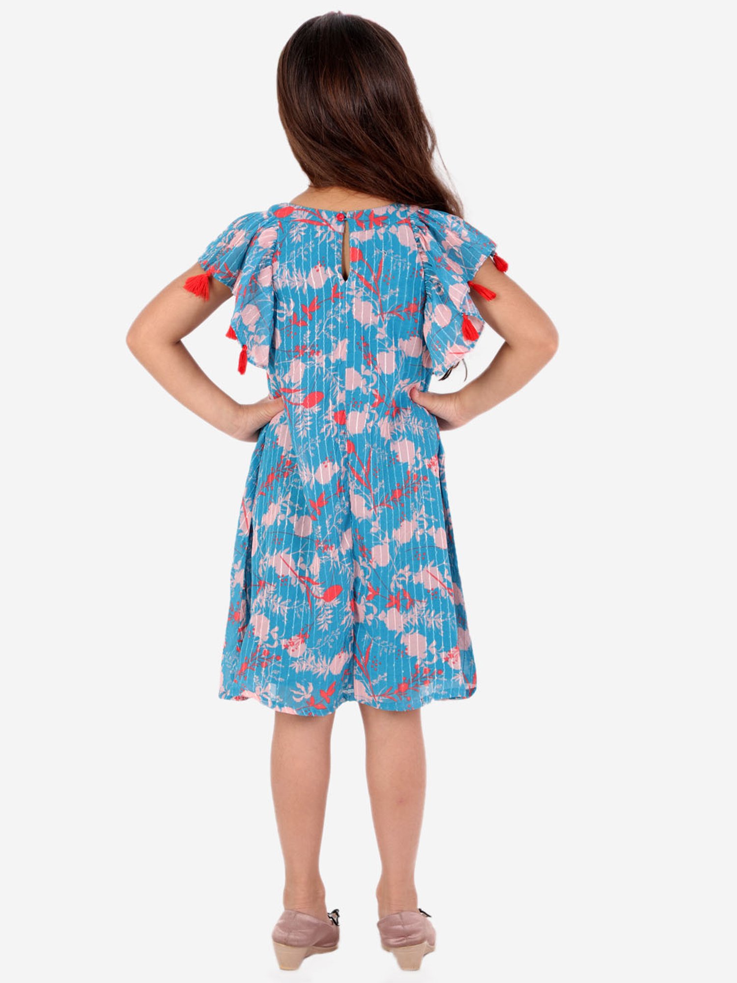 Lil Drama Kids Blue Printed Dress
