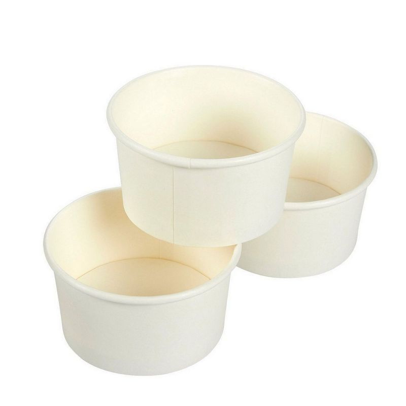 Juvale 200-Pack 8 oz White Disposable Paper Ice Cream Sundae Treat Cup Dessert Bowls Party Supplies