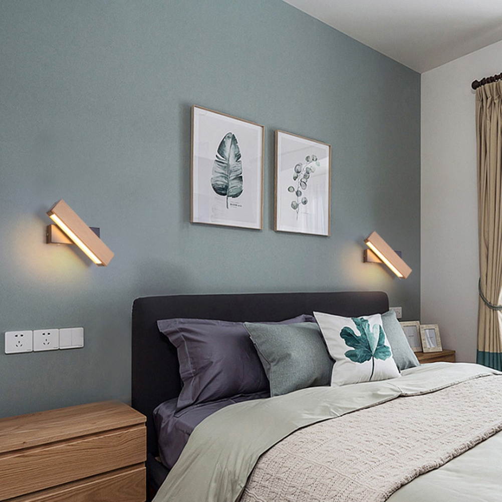 31cm Nordic Modern Minimalist Bedside Wall Lamp Rotatable LED Bedroom Creative Lighting Wall Lamp Warm Aisle Lamps -Warm Light (Black)