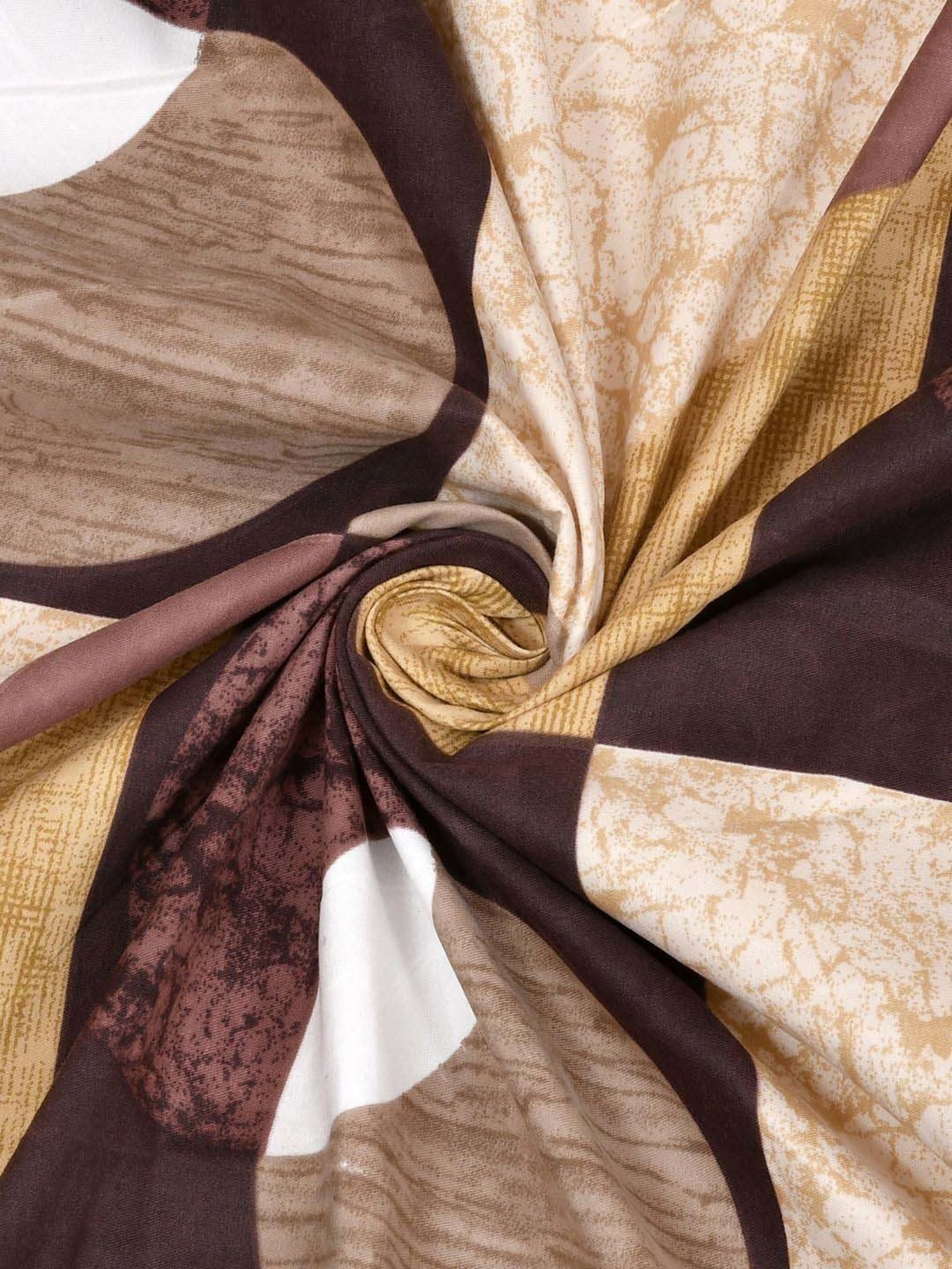 Living Roots Brown & Beige Polyester 120 TC Queen Bedsheet with 2 Pillow Covers