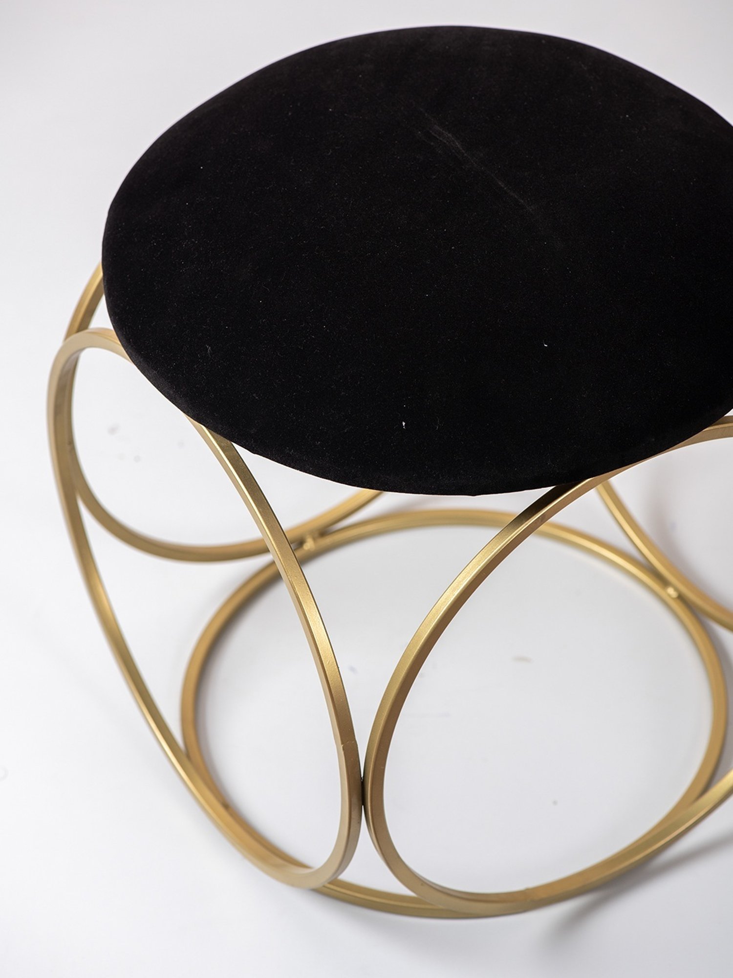 Nestroots Solid Black Velvet Puffy Pouffes Foot Stool Ottoman