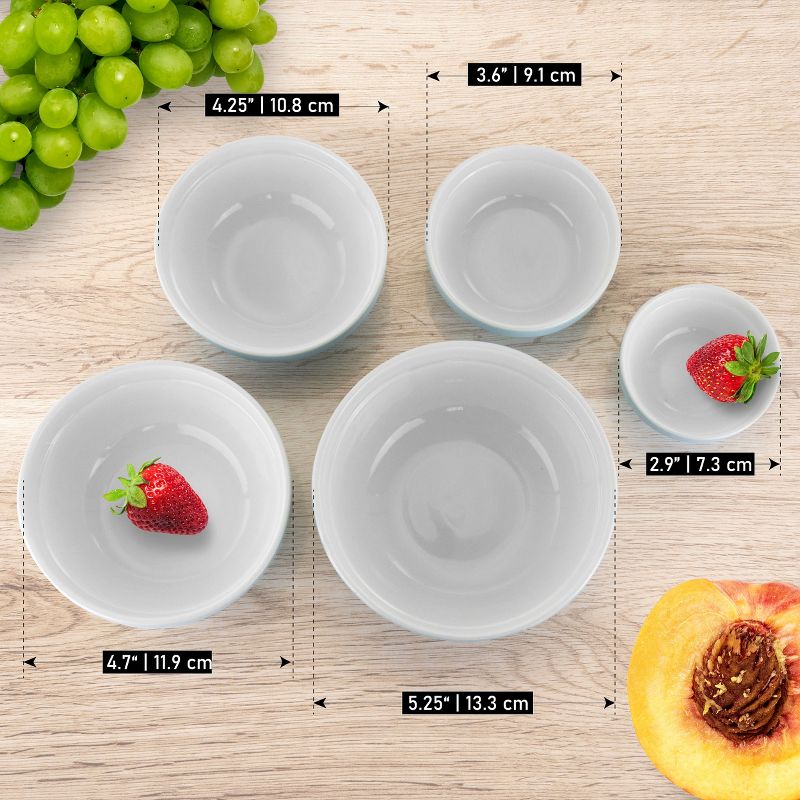 Gibson Home Plaza Cafe 5 Piece Assortment Round Stoneware Bowl Set in Blue