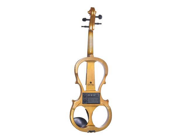 L4/4CEVN-L1Y 4/4 Full Size LEFT HANDED Electric Silent Solidwood Violin w/ Ebony Fittings in Metallic Maple