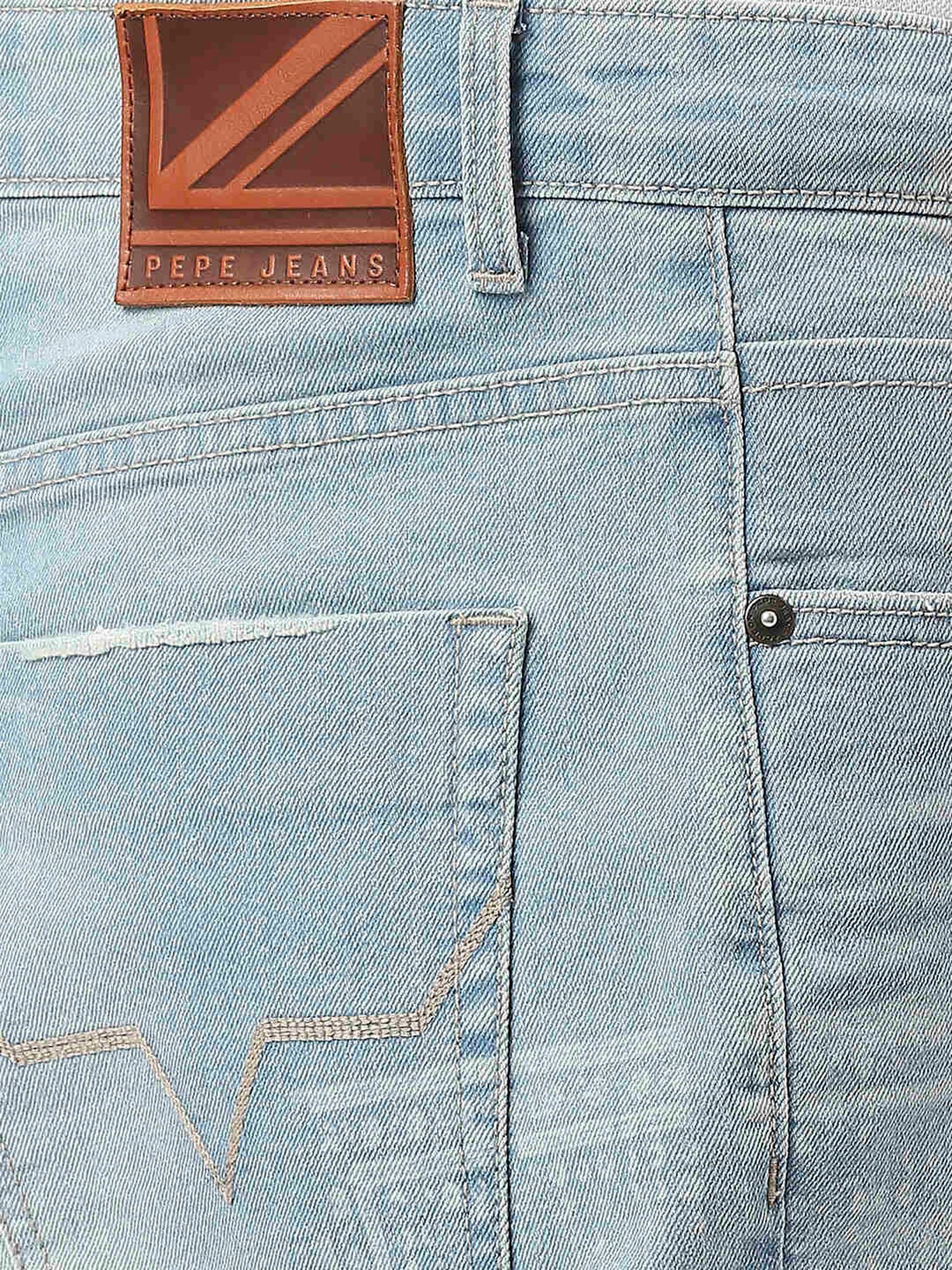 Pepe Jeans Light Blue Regular Fit Distressed Denim Shorts