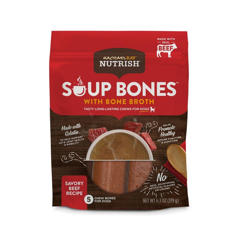 Rachael Ray Nutrish Soup Bones Bone Broth Small/Medium Beef Dry Dental Dog Treats - 10.3oz