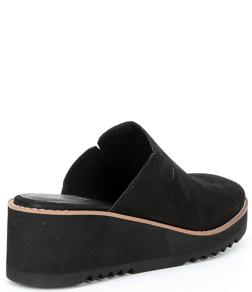 Eileen Fisher Leather Wedge Slide Mules