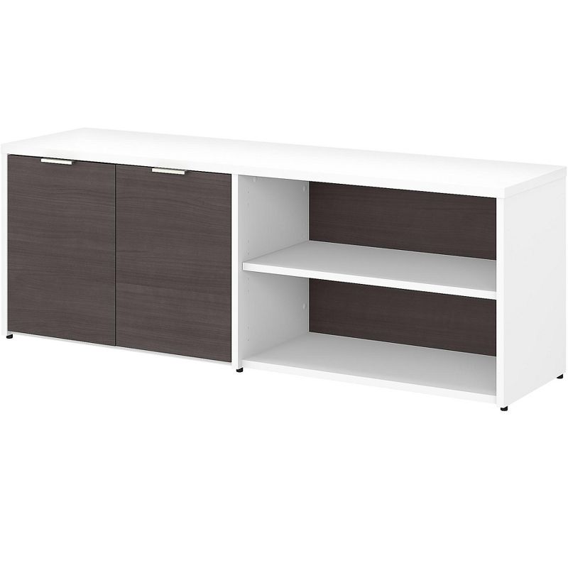 Bush Business Furniture 21.2 Low Storage Cabinet w/Doors and 4 Shelves Storm Gray/White JTS160SGWH