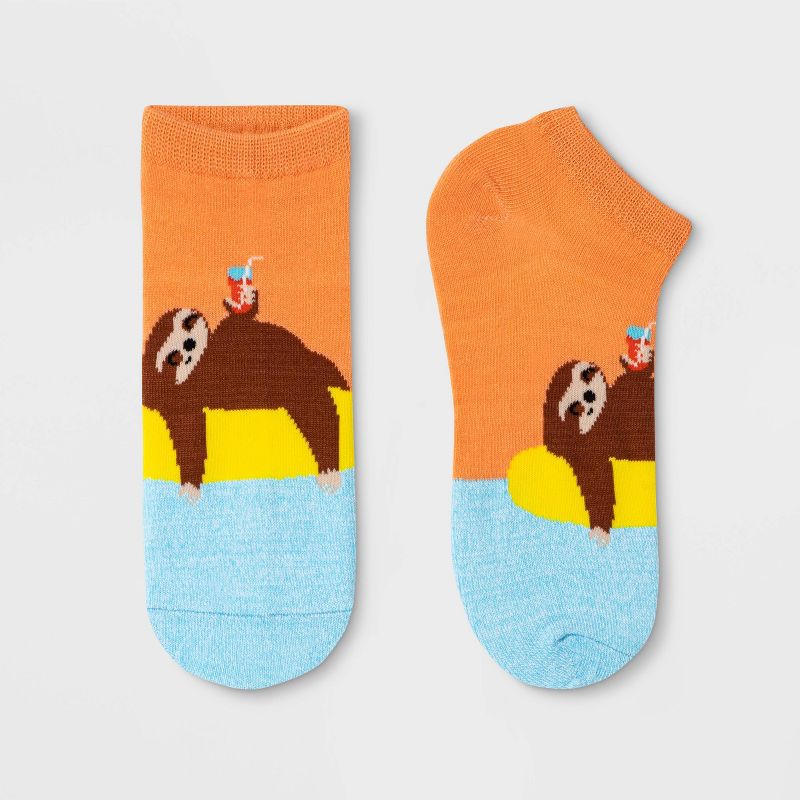 Women's Sloth Low Cut Socks - Xhilaration™ Orange 4-10