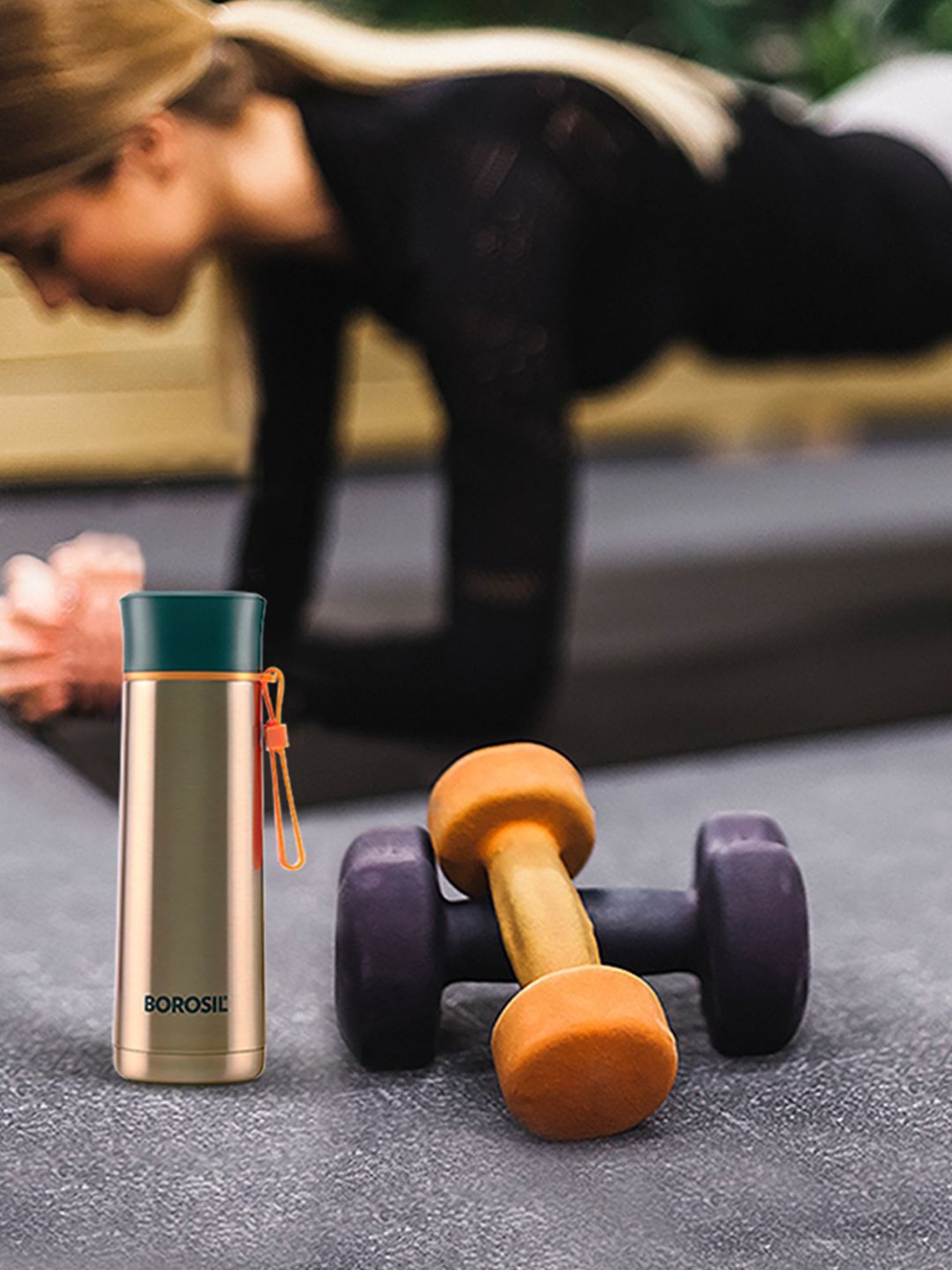 Borosil Gold Stainless Steel Hydra Sprint Vacuum Insulated Flask Water Bottle - 400 ml