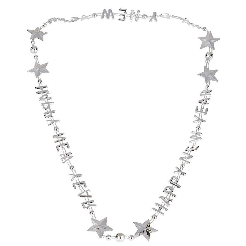 Juvale 24 Pack Happy New Year Party Necklaces for Photo Props, 3 Colors (35 in)