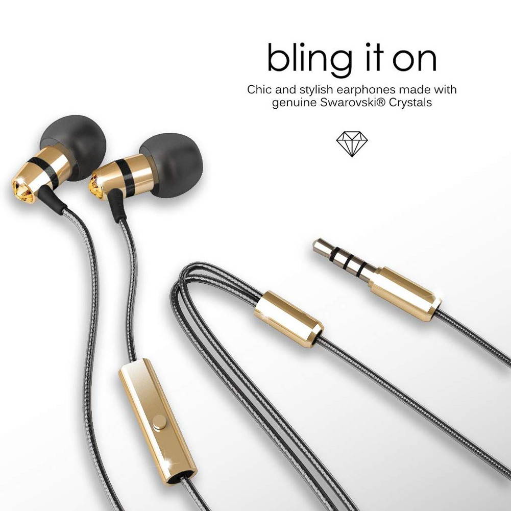 Mee audio Turquoise Blue  EP-M11J-TQ-MEE  In-Ear Headphones with Microphone Made with Swarovski Crystals