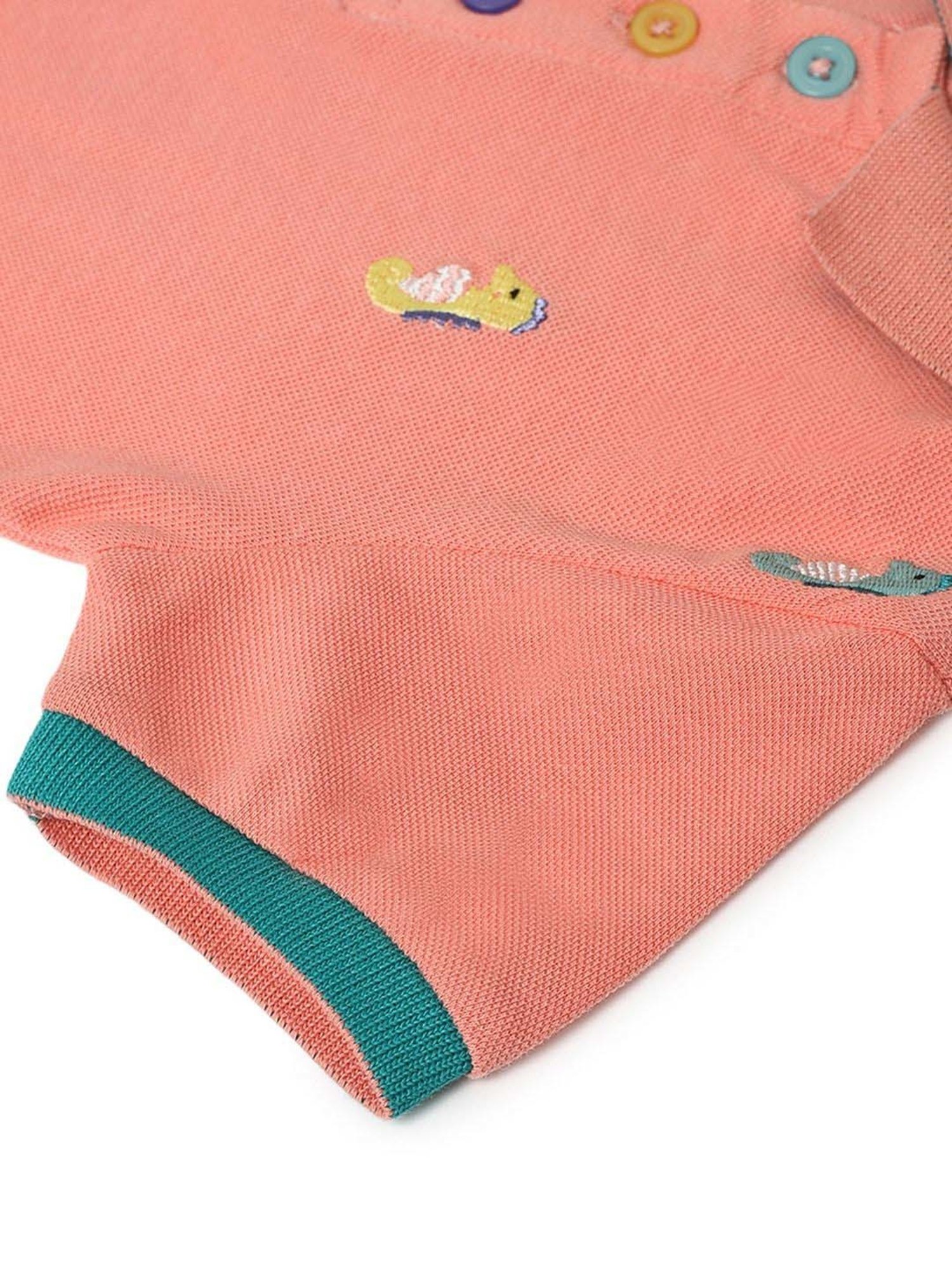 MiArcus Kids Peach Cotton Printed Polo T-Shirt