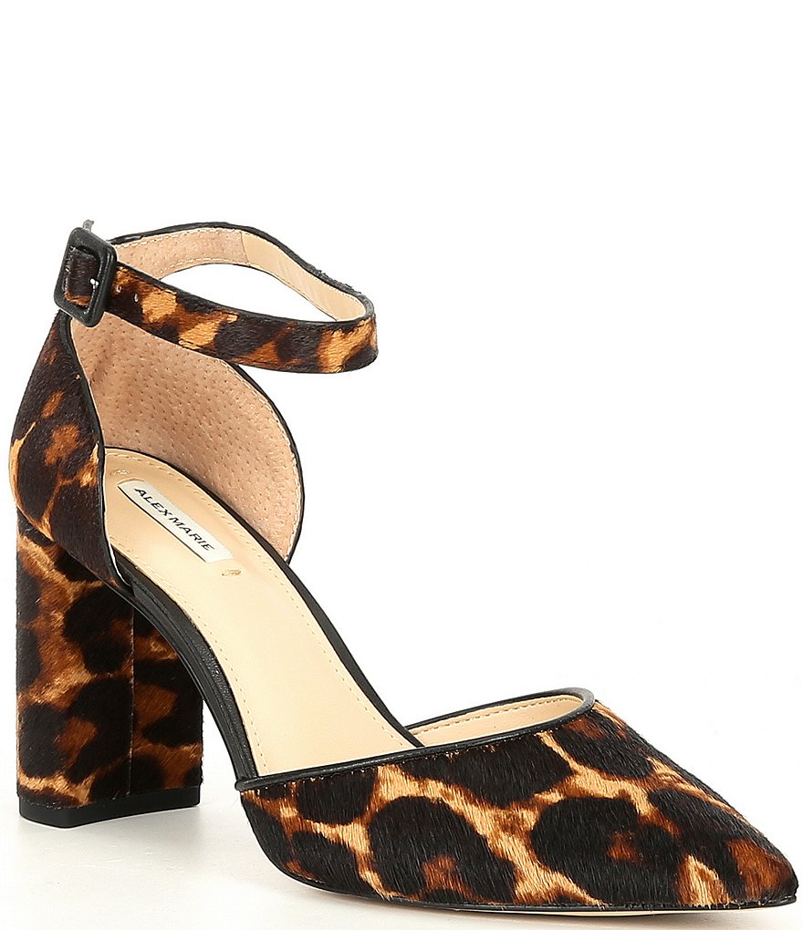 Alex Marie Genevie Leopard Two 2 Piece Block Heel Pumps