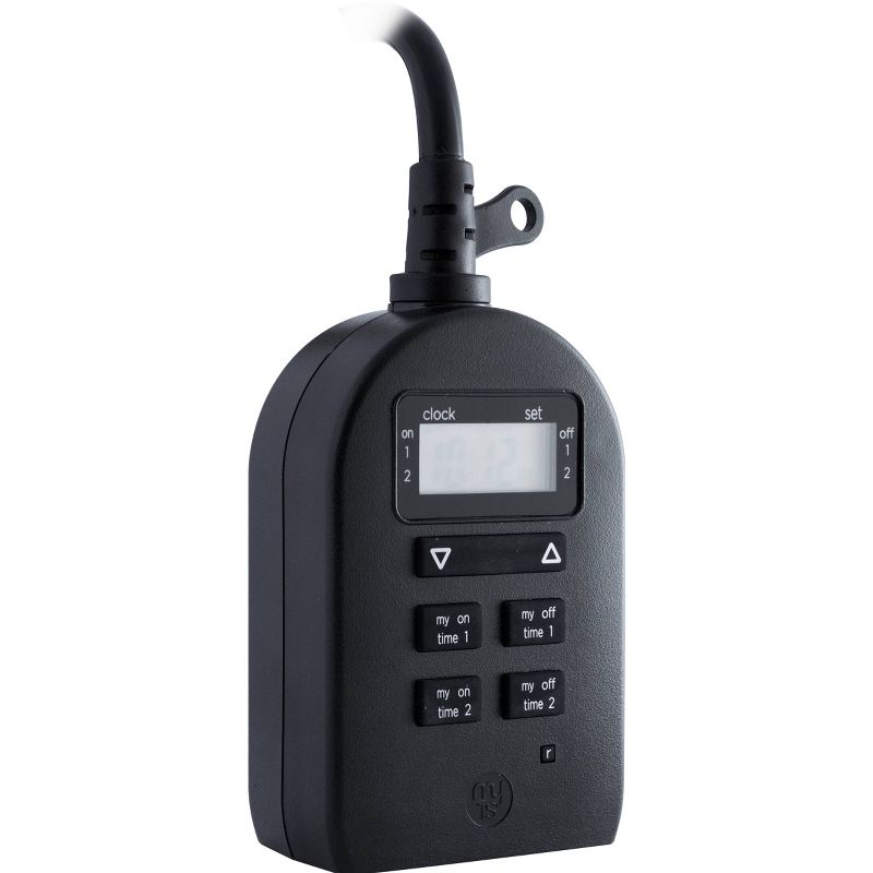 myTouchSmart Indoor/Outdoor Plug-In Digital Timer Black