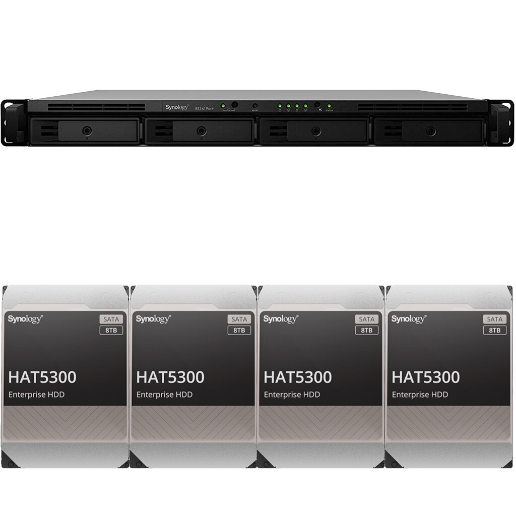 Synology RS1619xs+ RackStation with 32GB RAM and 64TB (4 x 16TB) of HAT5300 Synology Enterprise Drives Fully Assembled and Tested By CustomTechSales