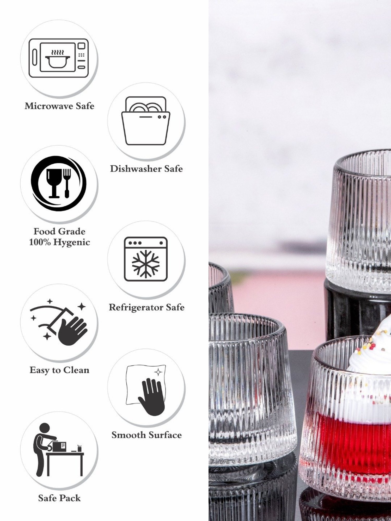 Goodhomes Textured Transparent Glass Tumbler - Set of 6 (180ml)