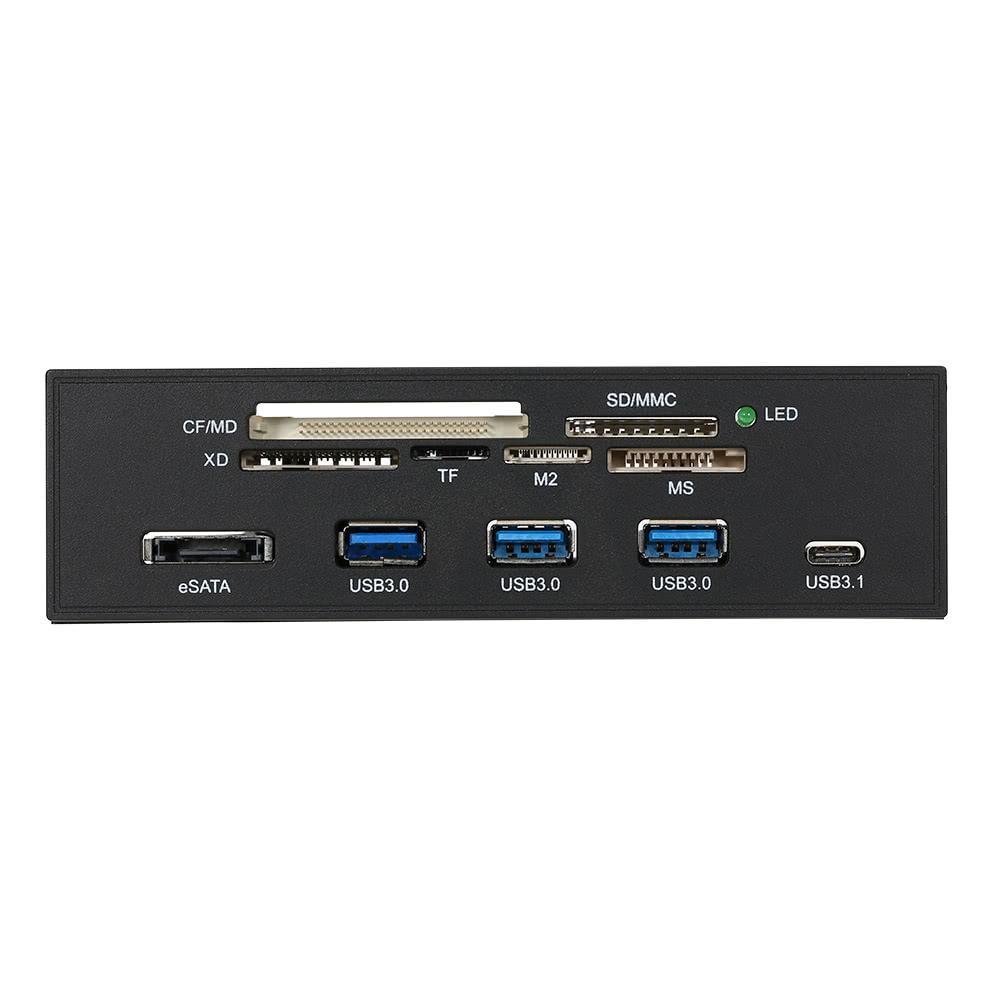 Sunshine-tipway STW 5.25" Internal Card Reader Media Multi-Function Dashboard PC Front Panel Type-C USB 3.1 USB 3.0 Support CF MD XD MMC TF M2 MS