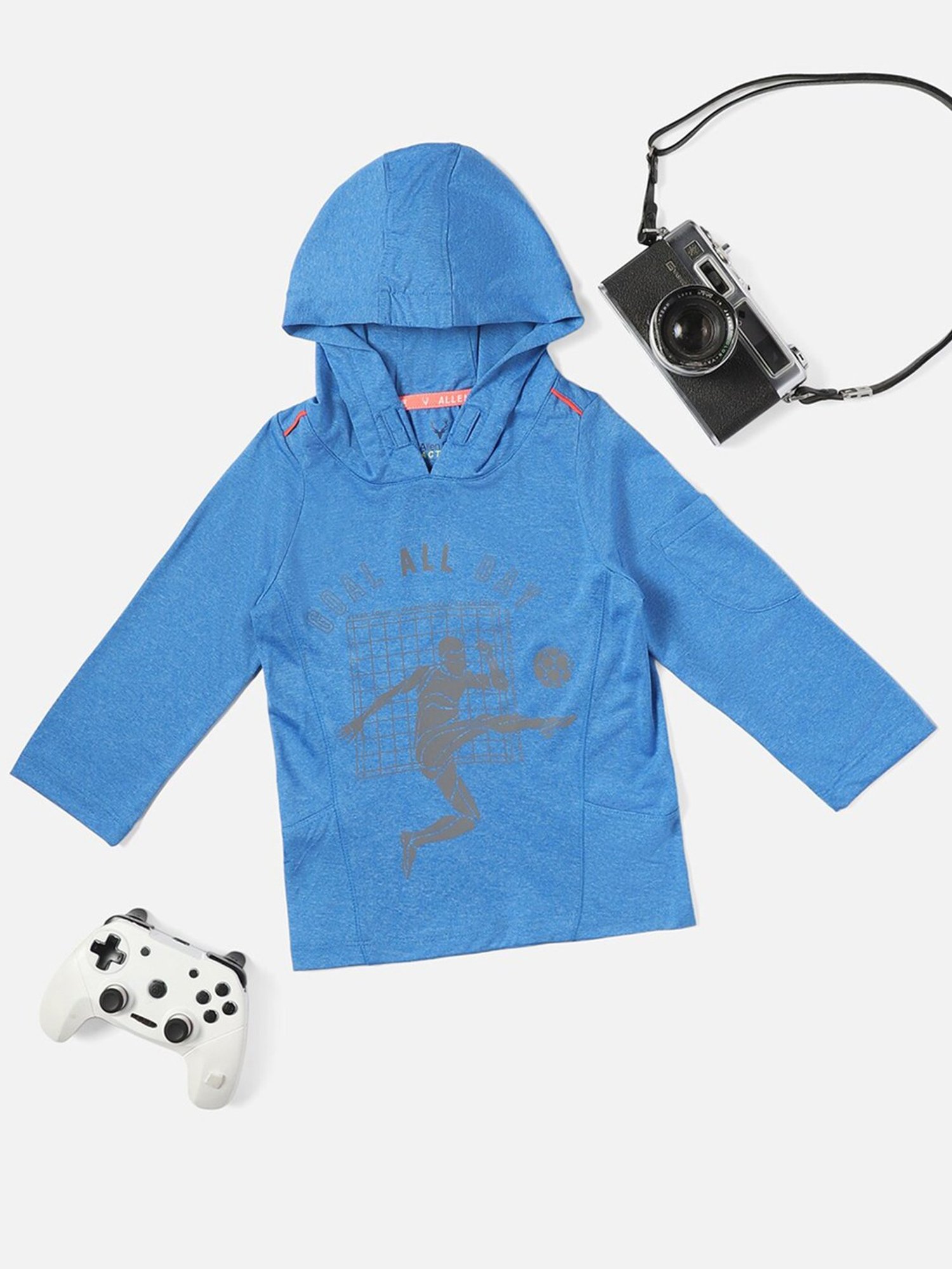 MINIKLUB Boys Blue Printed Full Sleeves T-Shirt