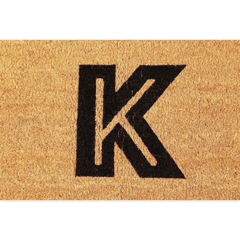 Juvale Monogrammed Letter K Coir Door Mat Welcome Doormat Indoor Outdoor Nonslip Front Rugs 17"x30"