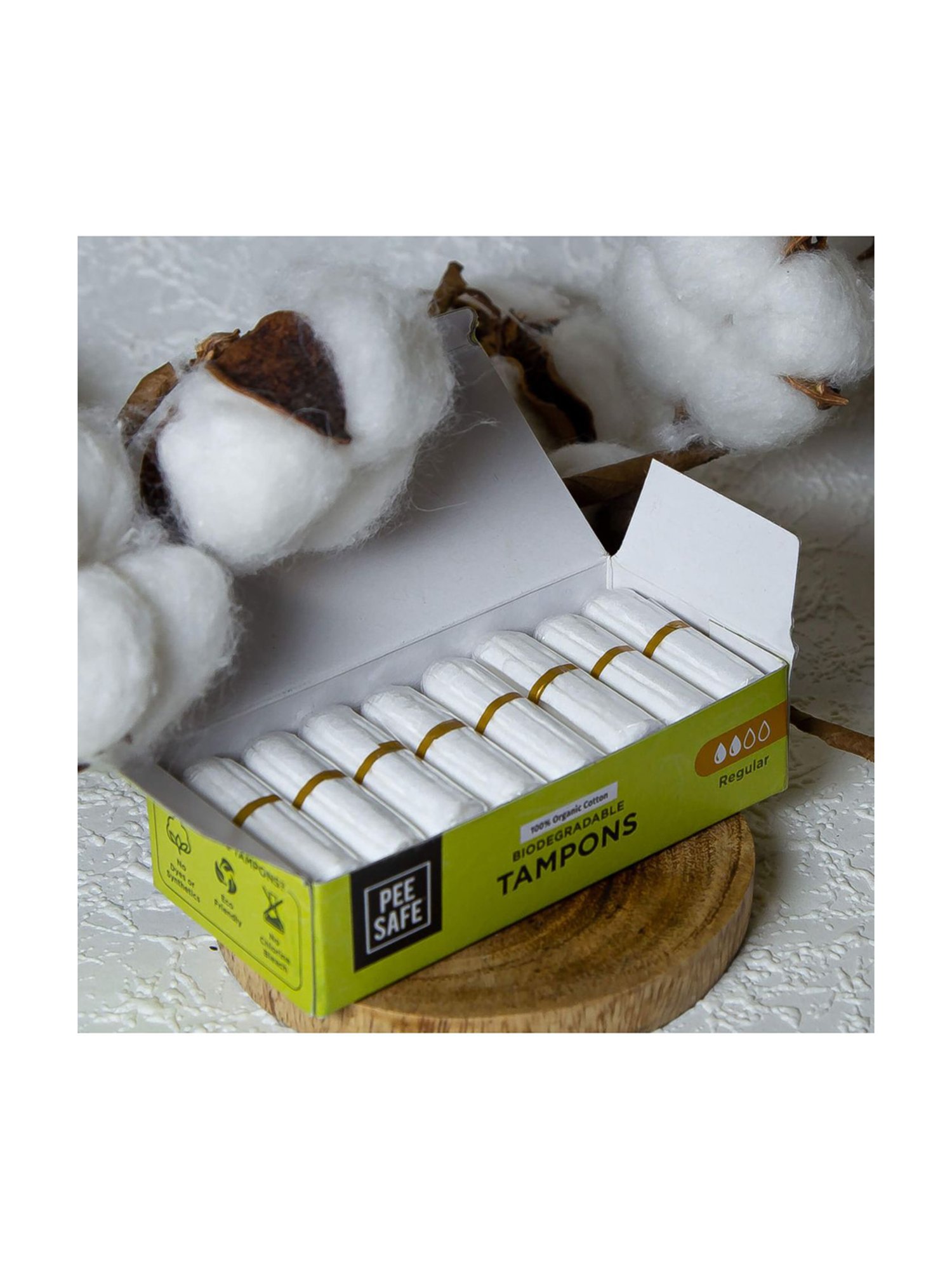 Pee Safe Organic Cotton Tampon (Regular) - Pack of 16
