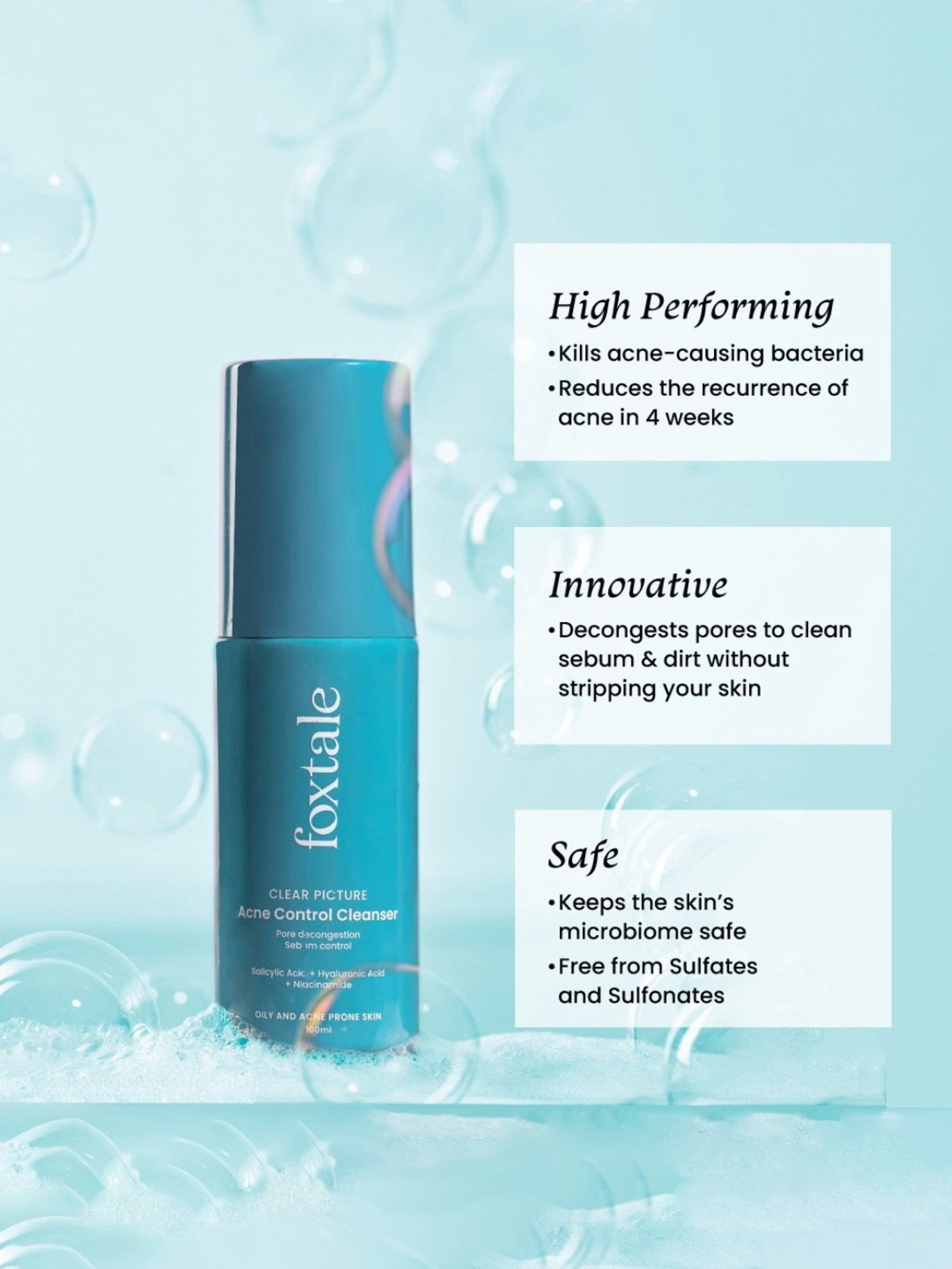 Foxtale Clear Picture Acne Control Cleanser - 100 ml