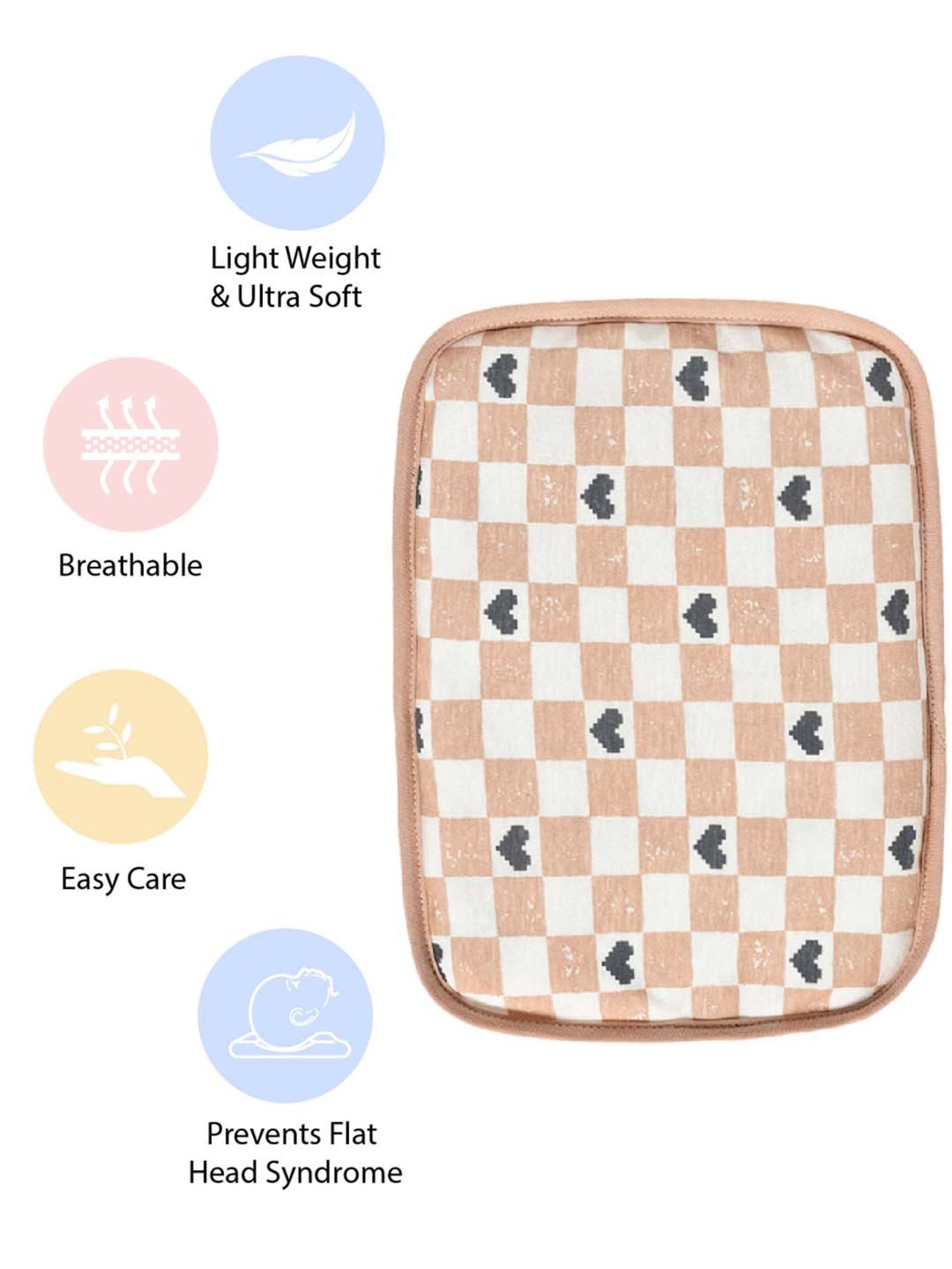 MiArcus Beige Cotton 180 GSM Mustard Seed Pillow For Kids