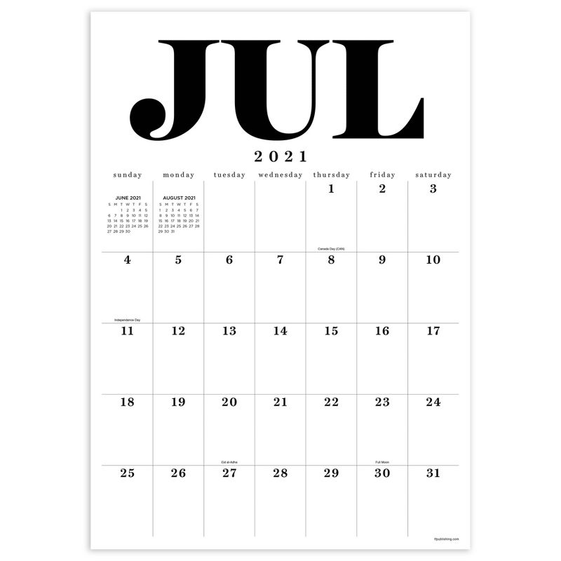 2021-22 Academic Wall Calendar Big Letters Art Poster Wall - The Time Factory