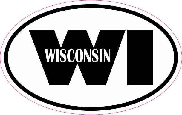 StickerTalk Oval WI Wisconsin Vinyl Sticker, 4 inches by 2.5 inches