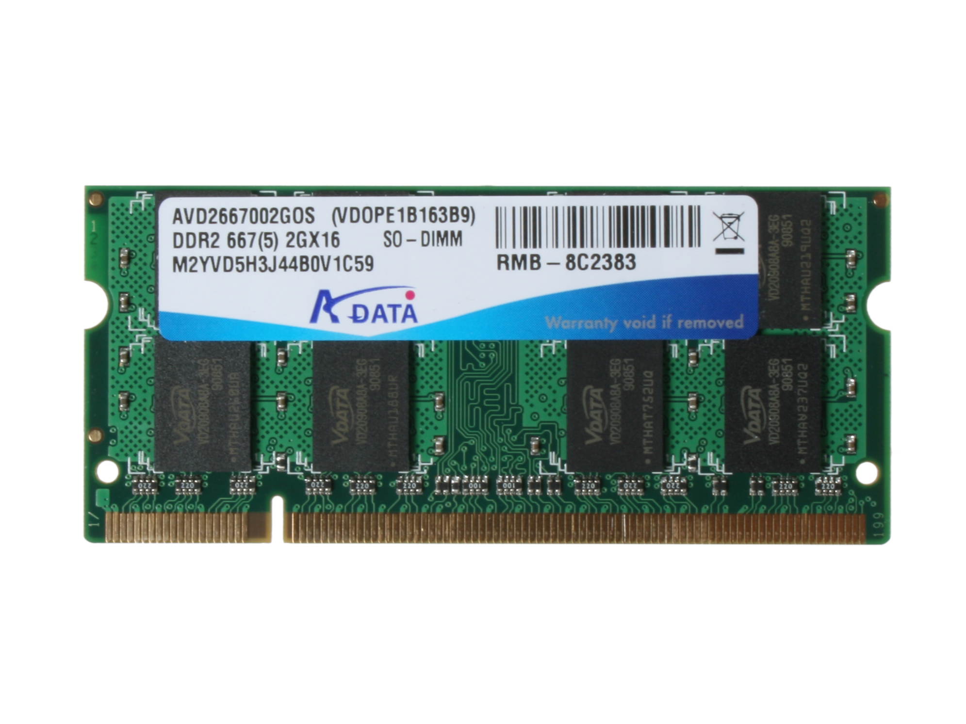 ADATA 2GB 200-Pin DDR2 SO-DIMM DDR2 667 (PC2 5300) Laptop Memory Model VDOPE1B16