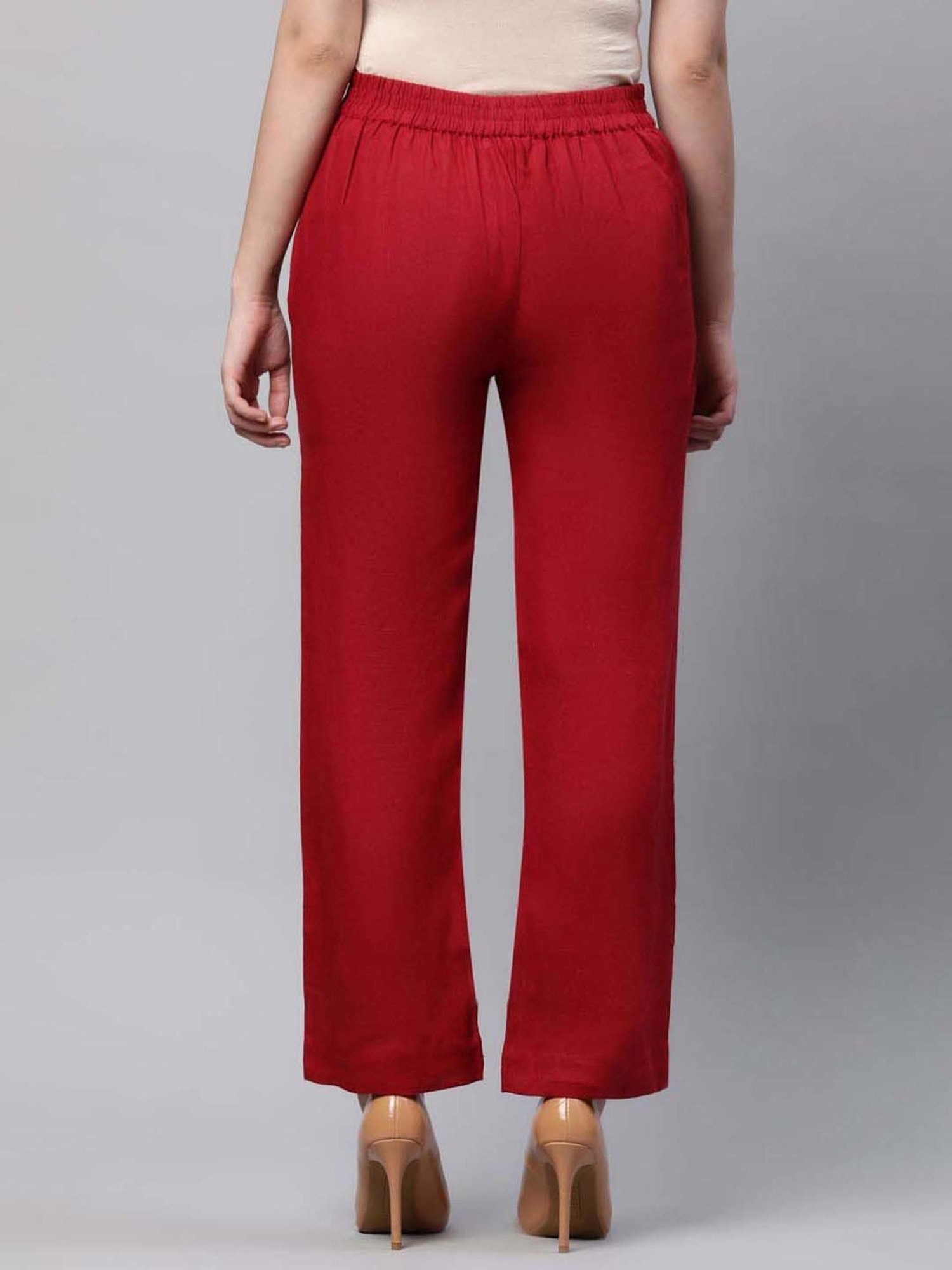 Linen Club Woman Red Linen Pants