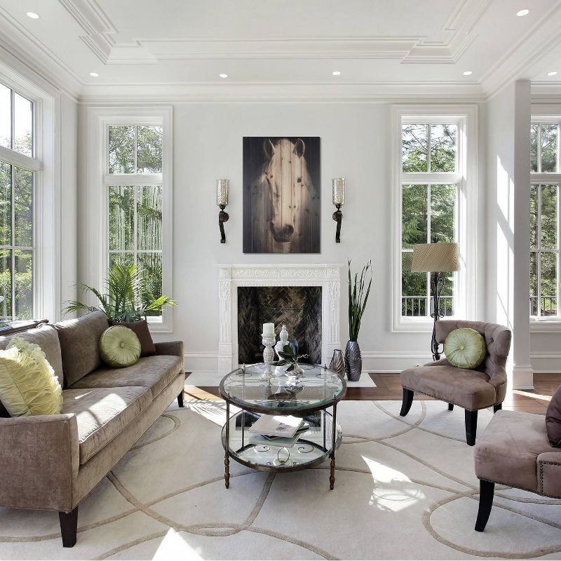 24" x 36" Horse Background Print on Planked Wood Wall Sign Panel Black - Gallery 57