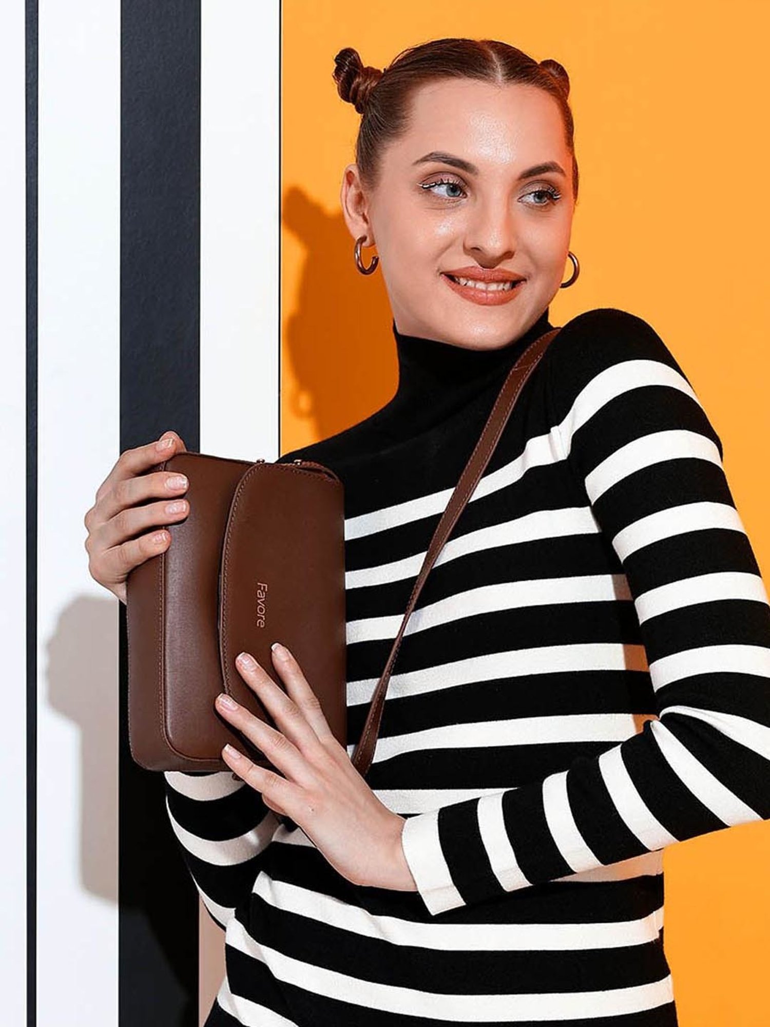 Saint G Tan Solid Medium Sling Handbag