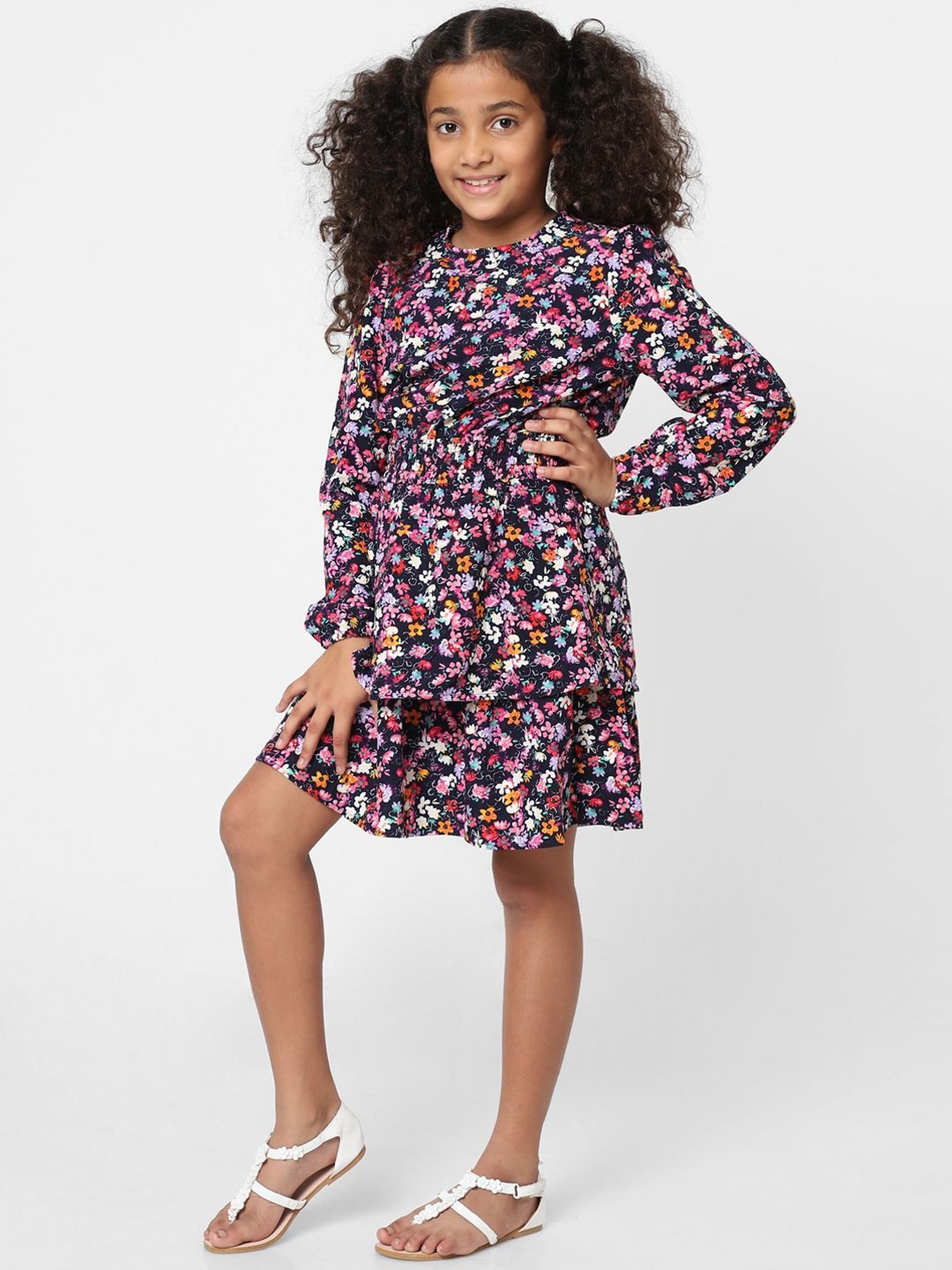 KIDS ONLY Multicolor Floral Print Full Sleeves Dress