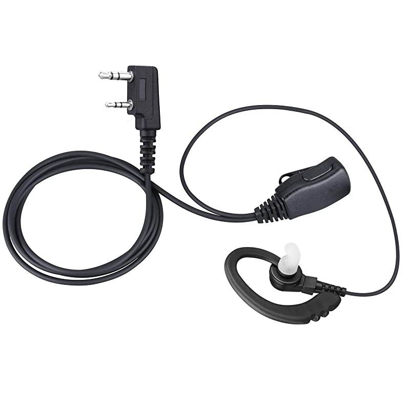 2 Pack) 2-Pin Walkie Talkie Headset with Mic Compatible with Kenwood ProTalk FreeTalk Baofeng 3.5mm+2.5mm 2-Pin Two-Way Radio Headset Reinforced Cable G-Shape Earhook