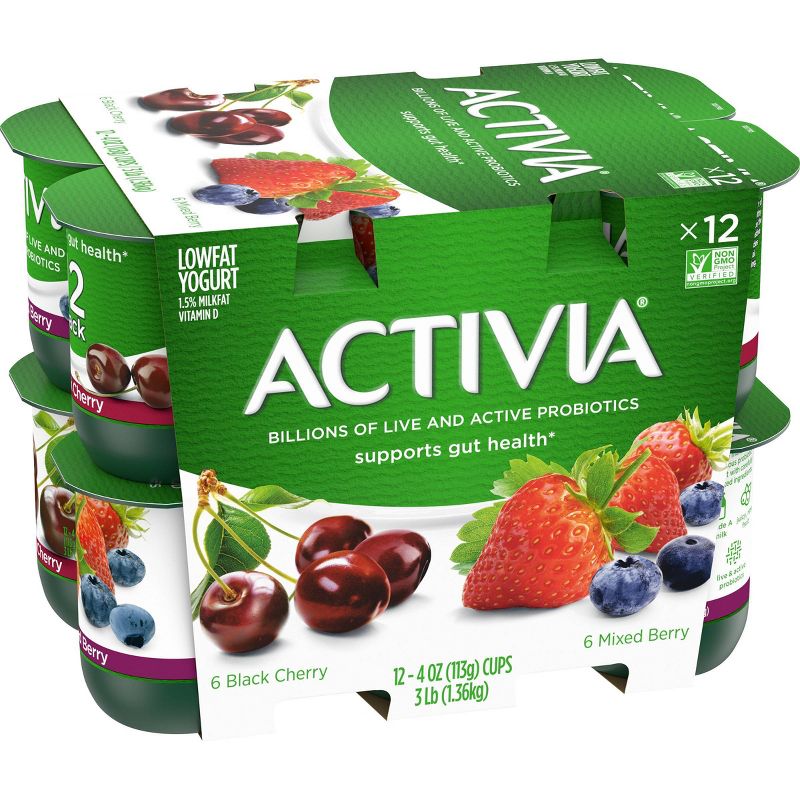 Dannon Activia Mixed Berry/Black Cherry Probiotic Yogurt - 12pk/4oz cups