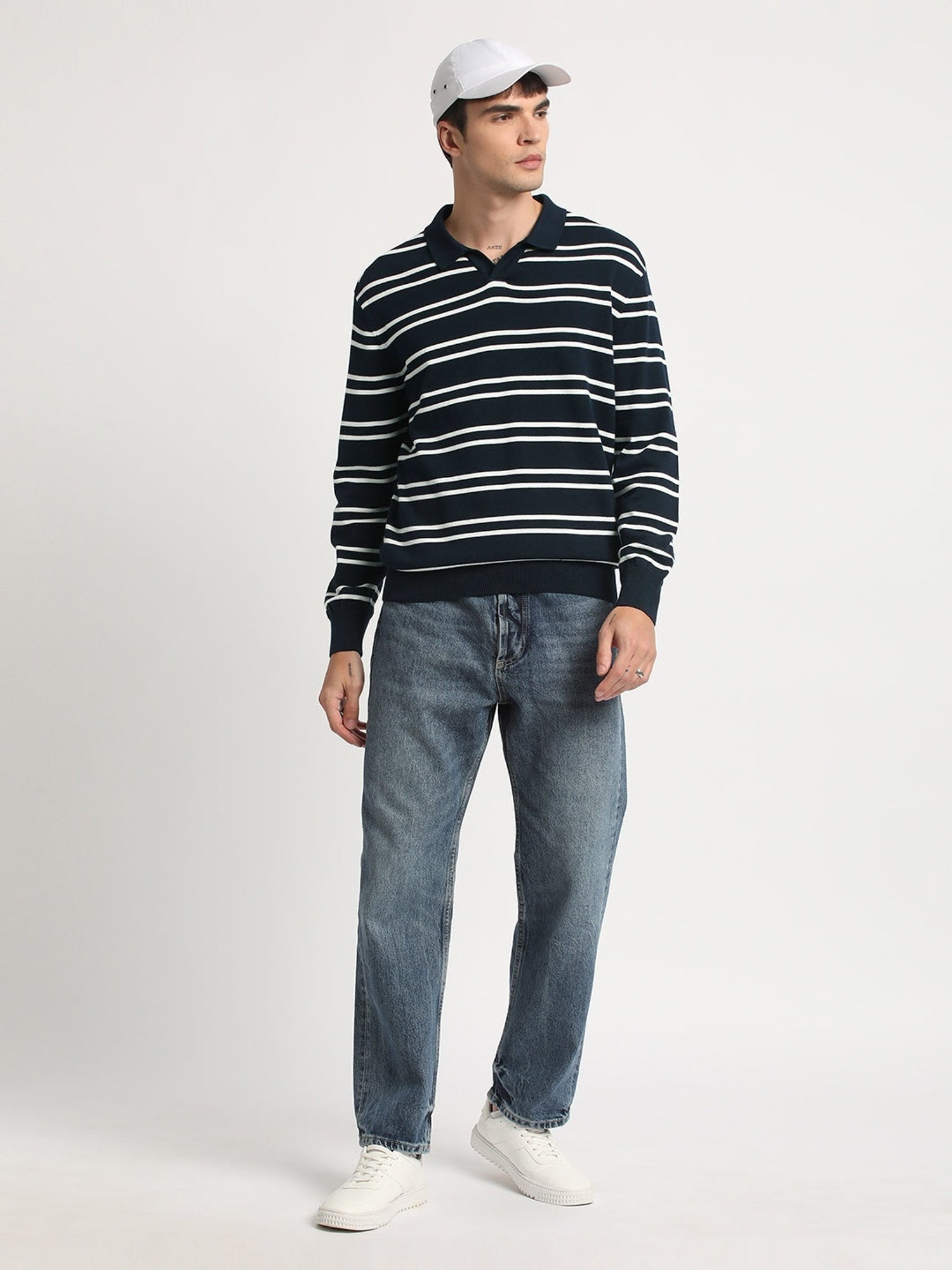 The Bear House Multicolored Cotton Regular Fit Striped Polo T-Shirt