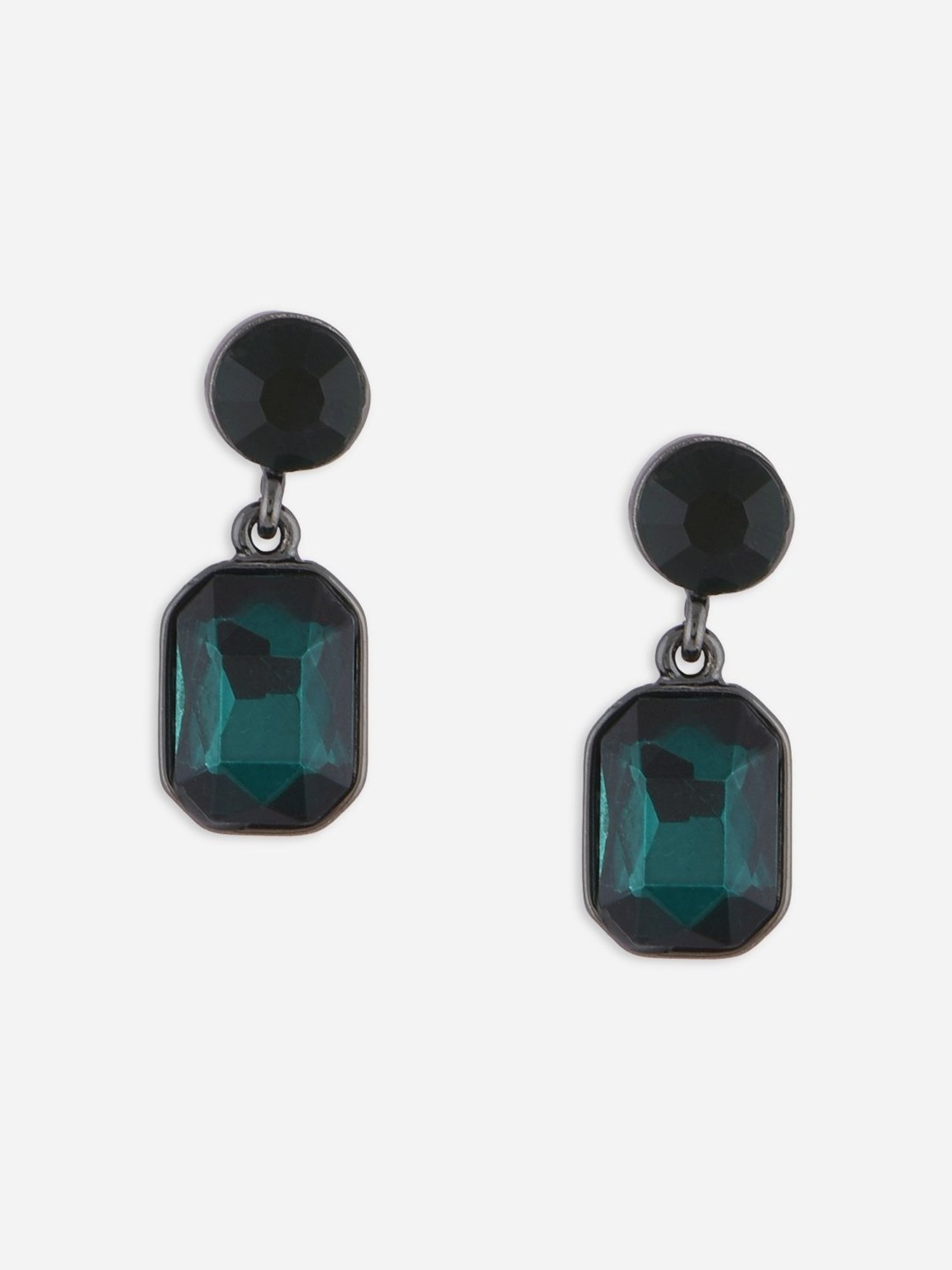 ToniQ Geometric Green Drop Earrings for Women
