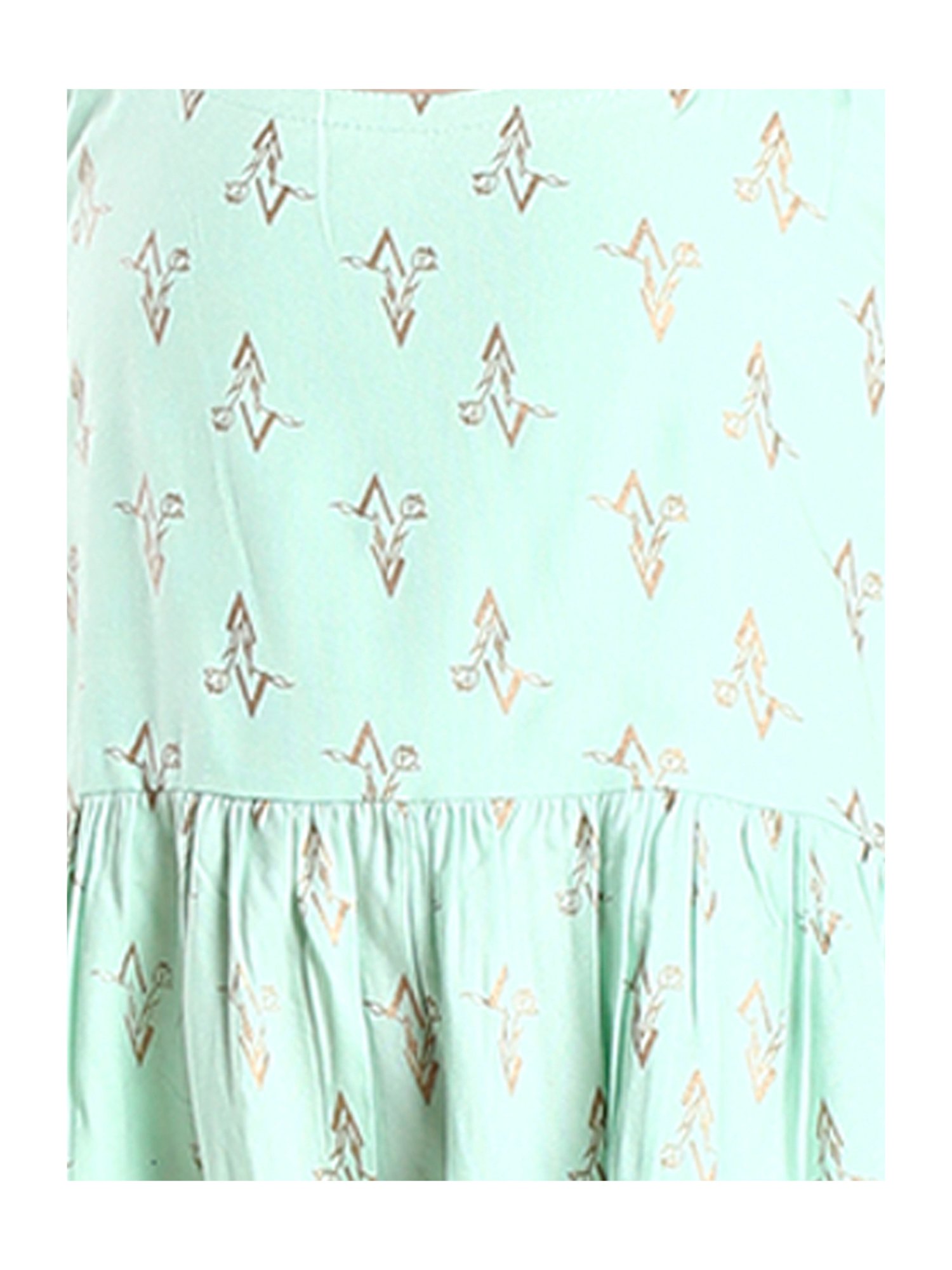 Kiddopanti Girls Green Printed Dress