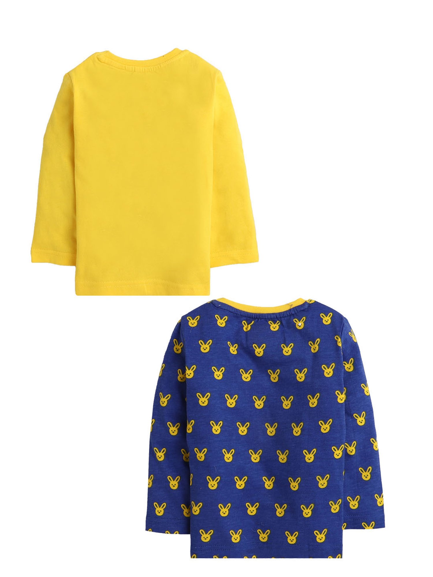 Bumzee Kids Navy & Yellow Printed Full Sleeves T-Shirts (Pack Of 2)