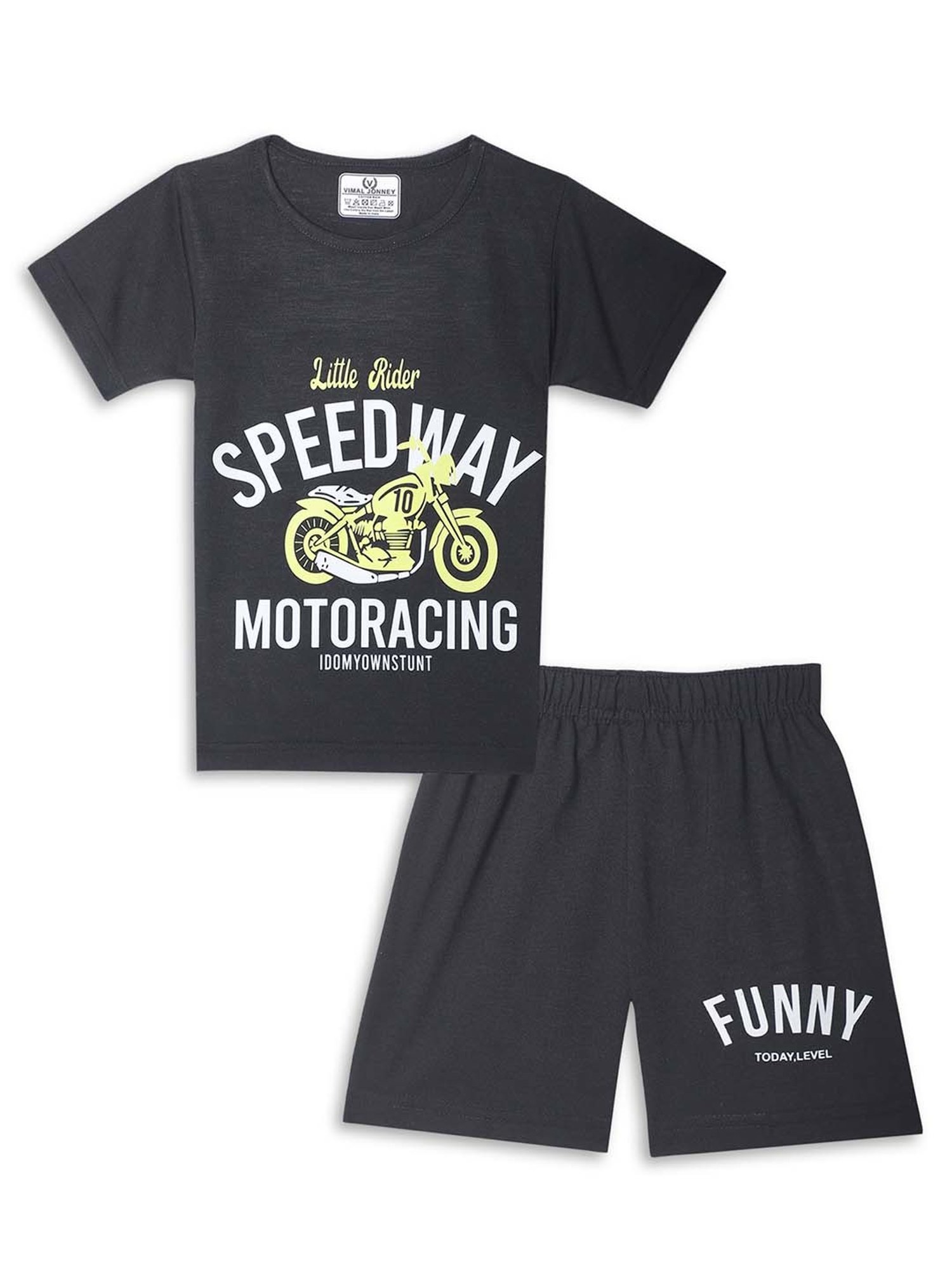 Vimal Jonney Kids Mint Green & Black Printed T-Shirt Set