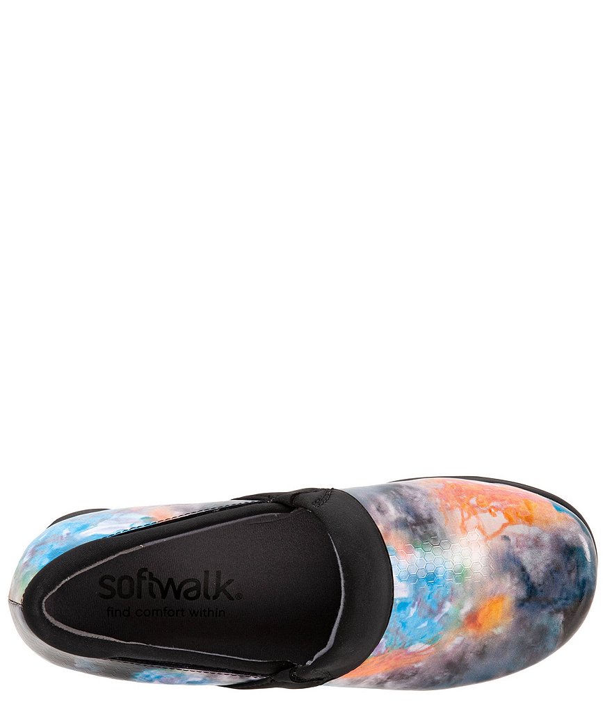 SoftWalk Meredith Sport Watercolor Print Leather Slip-On Clogs