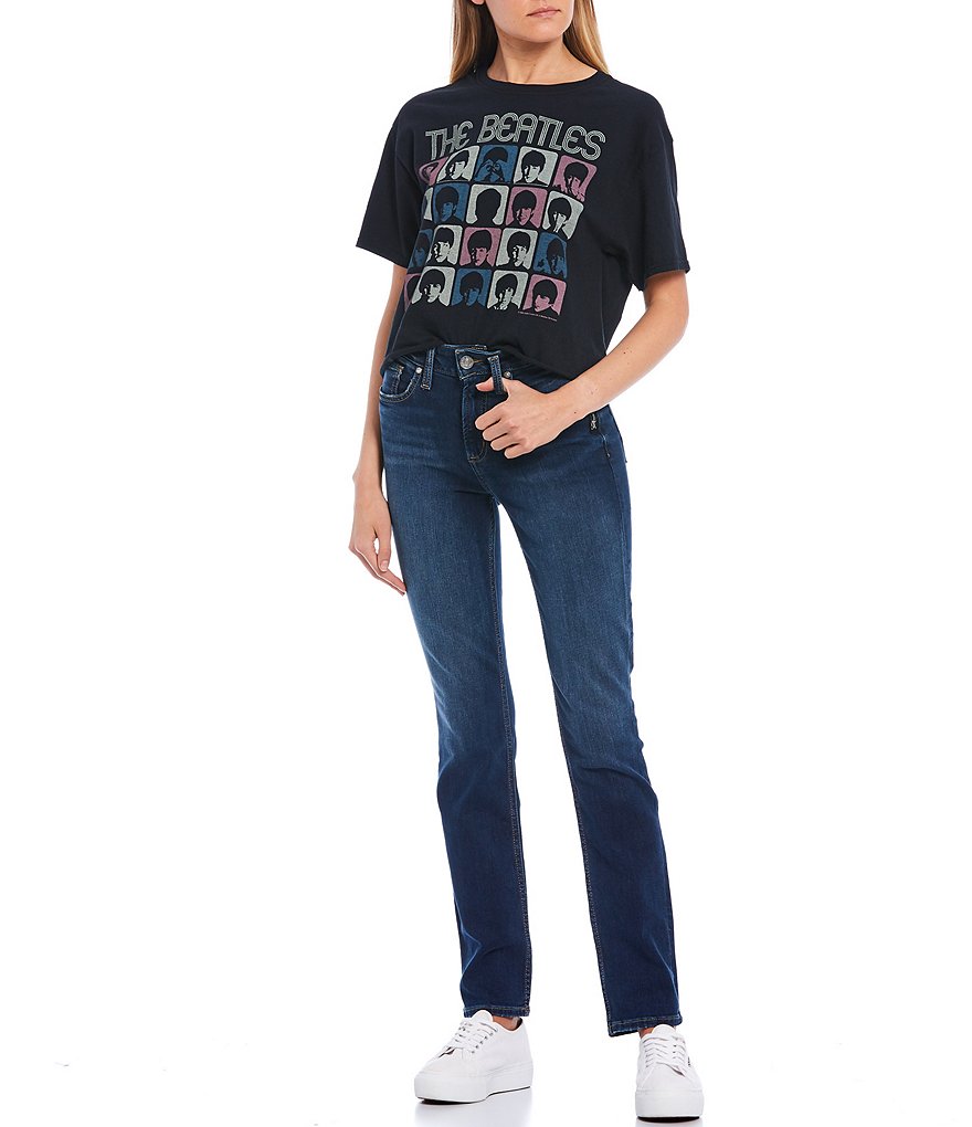 Celebrity Pink Shadow Knee Mid Rise Straight Jeans