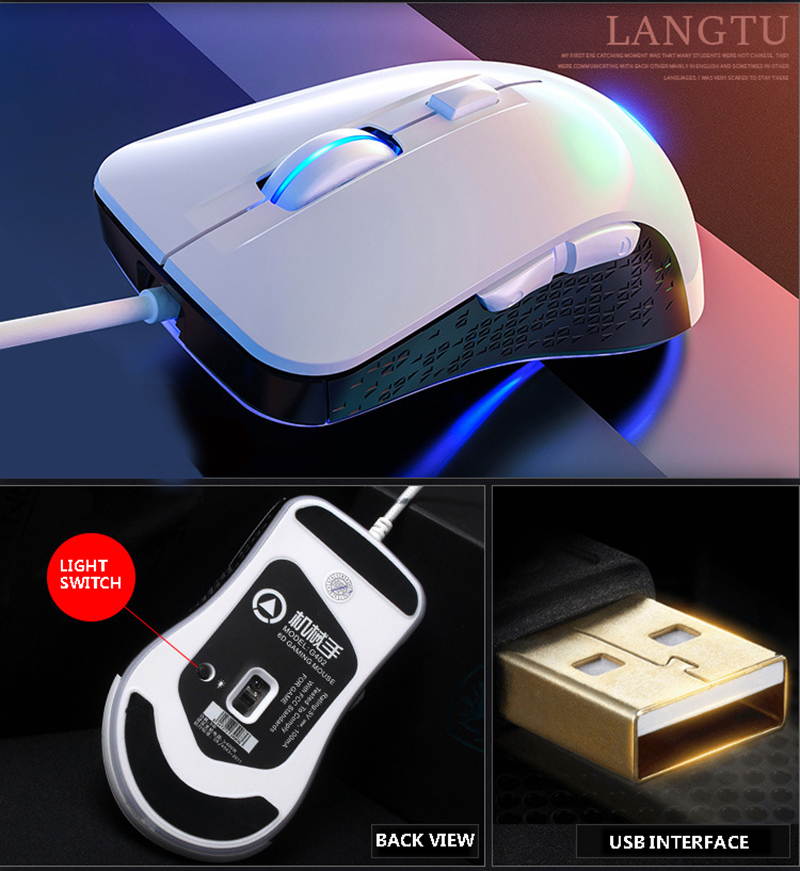 YINDIAO Gaming Mouse Ergonomic Wired Mouse 7 Keys LED 4000 DPI Programmable Mouse Game Mice Silent Mouse with Backlight for PC Laptop