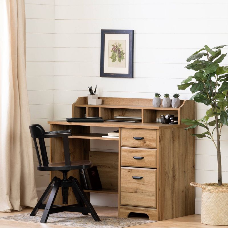 Versa Computer Desk with Hutch Nordik Oak - South Shore