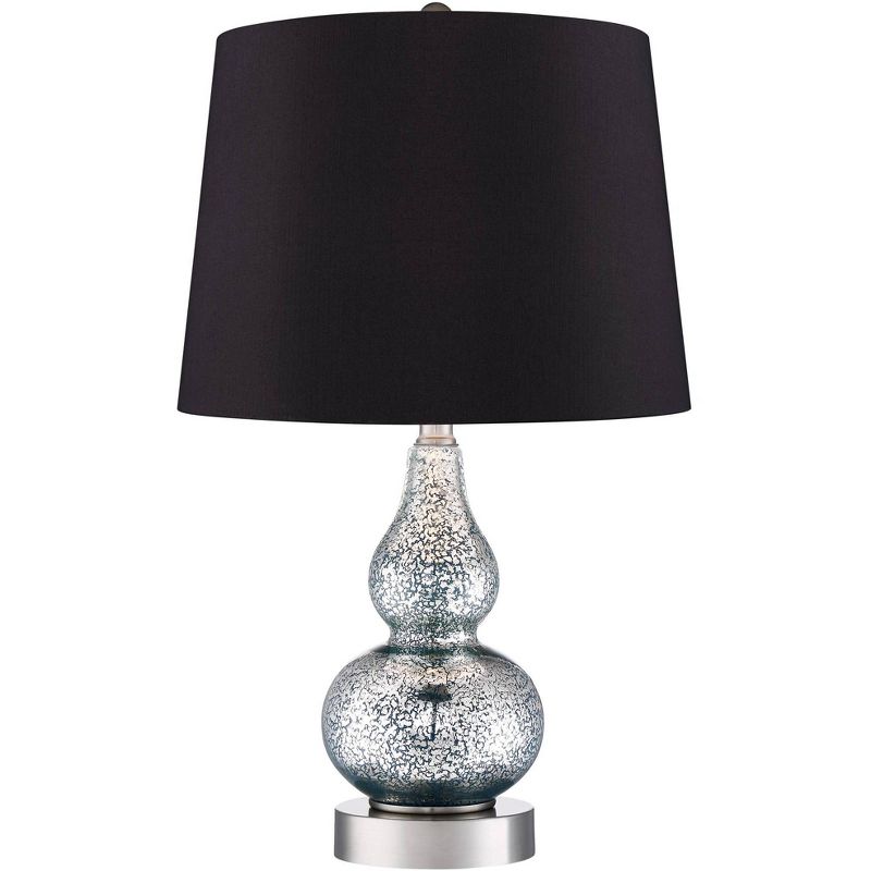 360 Lighting Castine Turquoise Glass Black Shade USB Table Lamps Set of 2