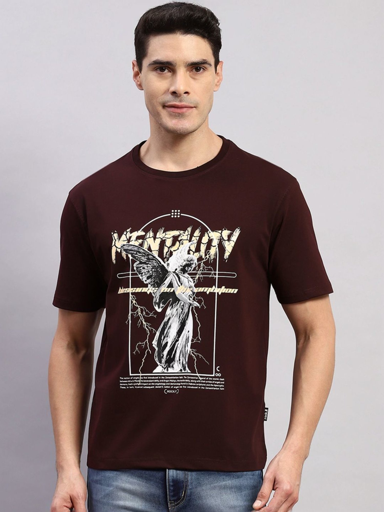 Rock.It Wine Regular Fit Printed T-Shirt