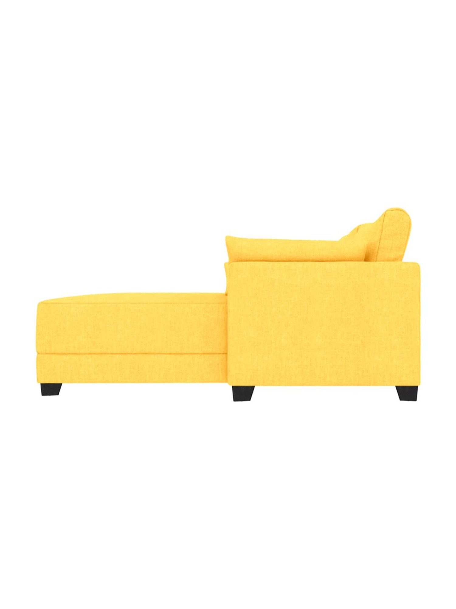 Trevi Duke Yellow Fabric & Neem Wood 6 Seater LHS Sectional Sofa