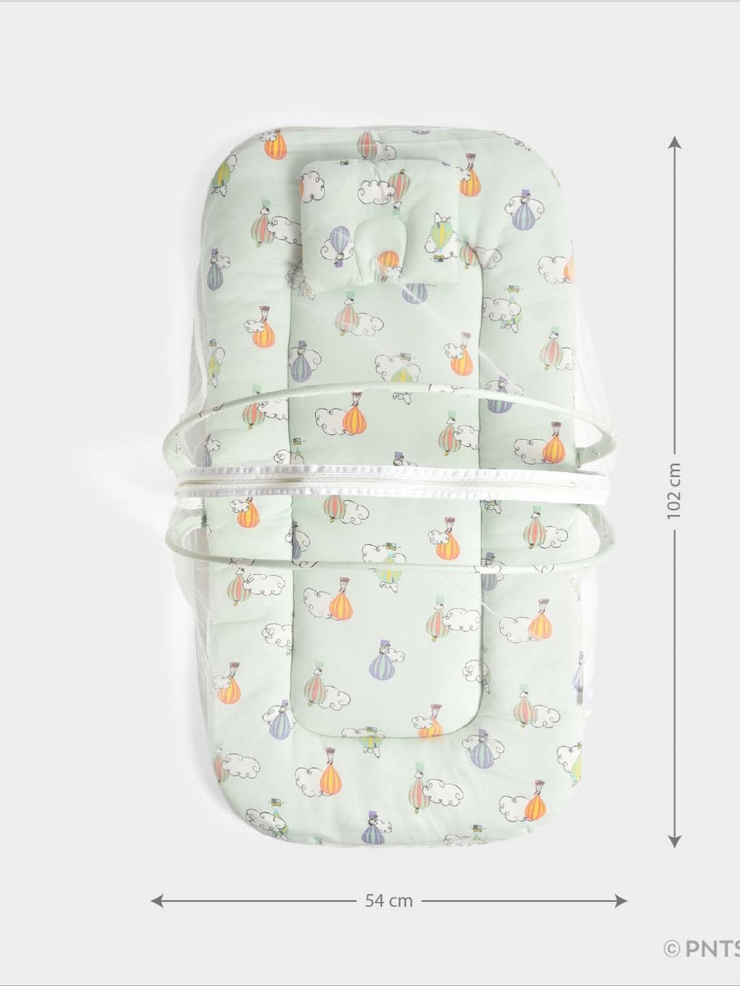 MiArcus Peanuts Snoopy Green Cotton Mattress Set With Mosquito Net and Pillow