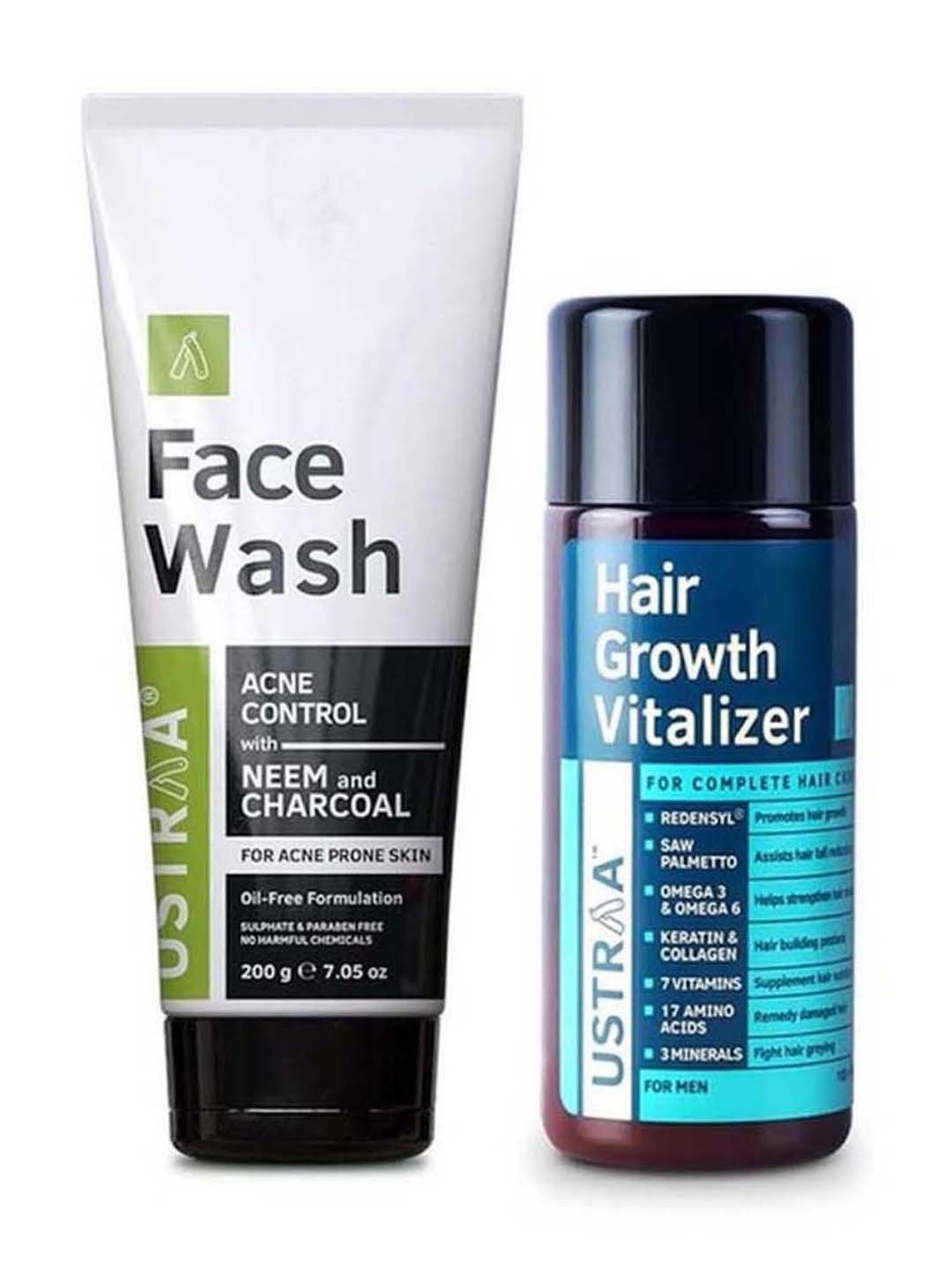Ustraa Hair Growth Viatlizer and Neem & Charcoal Face Wash
